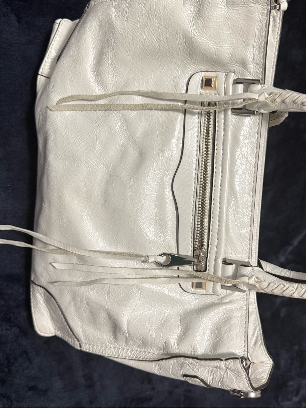kate spade White Leather Shoulder Bag with Braided Straps